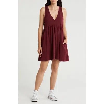 Melrose And Market V-neck Tank Dress In Burgundy Tannin