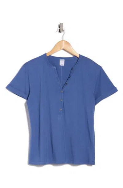 Melrose And Market Washed Cotton Henley T-shirt In Blue