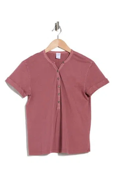 Melrose And Market Washed Cotton Henley T-shirt In Pink