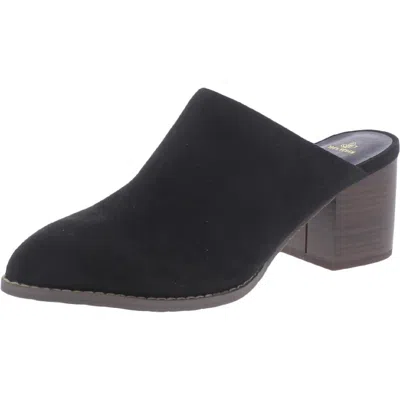 Melrose Ave Womens Vegan Suede Slip On Mules In Black