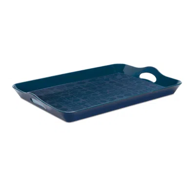 Melrose International Abstract Geometric Print Tray 17"l - Blue