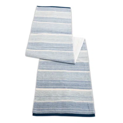 Melrose International Abstract Striped Table Runner 72"l - Blue, White