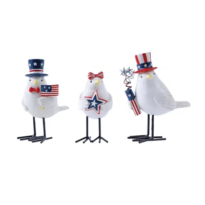Melrose International Americana Bird Figurine (set Of 3) - Red, White, Blue