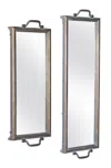 Melrose International Antique Style Mirror Tray Or Wall Decor (set Of 2) - Brown, Bronze, Gold