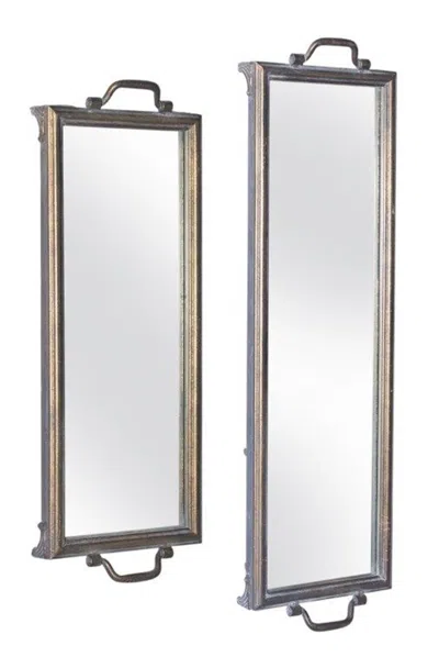 Melrose International Antique Style Mirror Tray Or Wall Decor (set Of 2) - Brown, Bronze, Gold