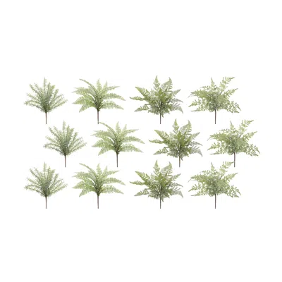 Melrose International Assorted Fern Foliage Bush (set Of 12) - Green, Brown