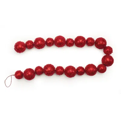 Melrose International Beaded Ball Ornament String Garland (set Of 2) - Red