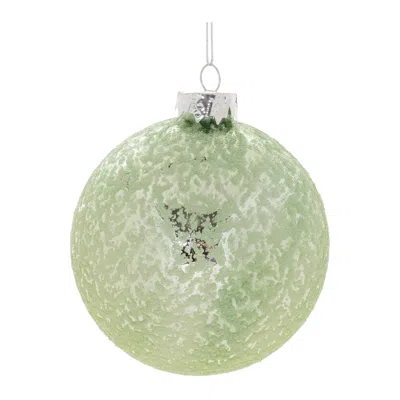 Melrose International Beaded Glass Ball Ornament (set Of 6) - Green, Silver