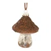 Melrose International Beaded Glass Mushroom Ornament (set Of 6) - Brown