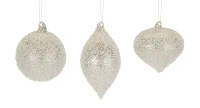 Melrose International Beaded Glass Tree Ornament (set Of 6) - Silver