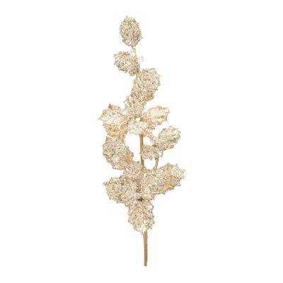 Melrose International Beaded Holly Leaf Spray (set Of 2) - Beige, Gray