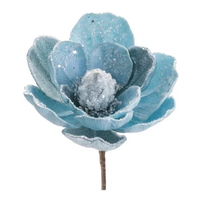 Melrose International Beaded Magnolia Flower Stem (set Of 2) - Blue