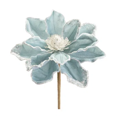 Melrose International Beaded Magnolia Flower Stem (set Of 6) - Blue