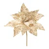 Melrose International Beaded Poinsettia Flower Stem (set Of 6) - Gold