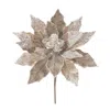 Melrose International Beaded Silver Poinsettia Flower Stem (set Of 2) - Silver, Gold In Brown