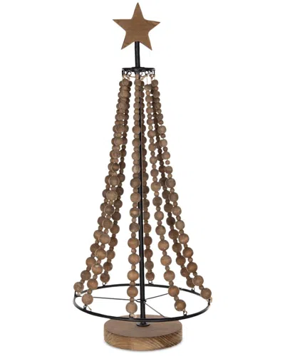 Melrose International Beaded Wood Holiday Tree In Brown