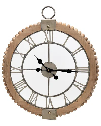 MELROSE INTERNATIONAL MELROSE INTERNATIONAL BEADED WOOD WALL CLOCK WITH METAL FACE