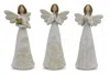 Melrose International Set Of 3 Beige Floral Etched Angel Figurine In Neutral