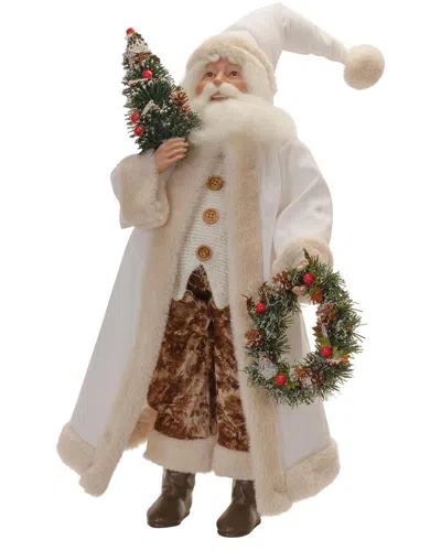MELROSE INTERNATIONAL MELROSE INTERNATIONAL BEIGE SANTA WITH WREATH & TREE