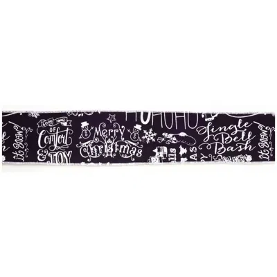 Melrose International Black And White Christmas Sentiment Ribbon (set Of 2) - Black