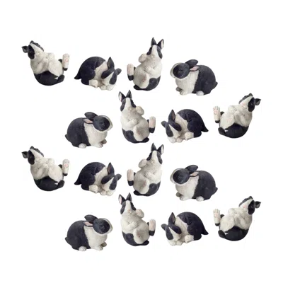 Melrose International Black And White Playful Rabbit Figurine (set Of 16) - Black, White