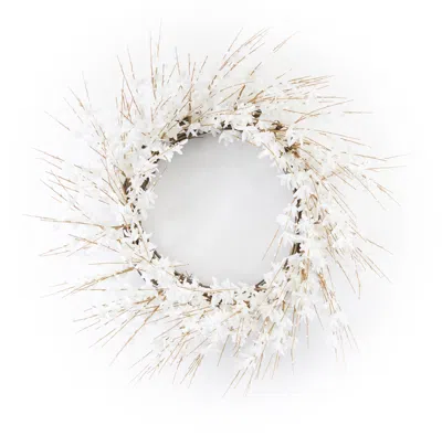 Melrose International Blossom Floral Wreath 25"d - White, Brown