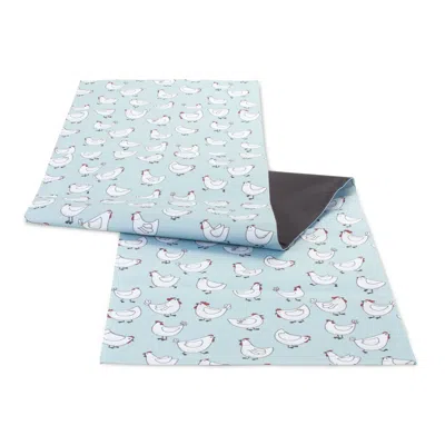 Melrose International Blue And White Chicken Dining Table Runner 72"l - Blue, White, Red