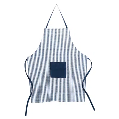 Melrose International Blue And White Striped Kitchen Apron 50"h - Blue, White