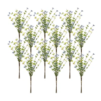 Melrose International Blue Berry Foliage Spray (set Of 12) - Green, Brown, Blue