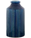 Melrose International Blue Etched Terracotta Vase In Blue