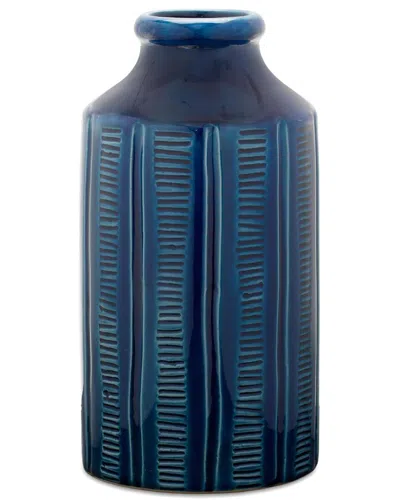 Melrose International Blue Etched Terracotta Vase