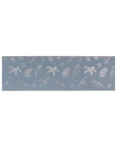 Melrose International Botanical Printed Ribbon In Blue