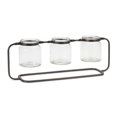 Melrose International Bottle Vases In Iron Stand 19.75"l - Black