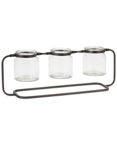 MELROSE INTERNATIONAL MELROSE INTERNATIONAL BOTTLE VASES IN IRON STAND