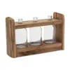 Melrose International Bottle Vases In Wood Stand 15"l - Brown