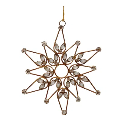 Melrose International Bronze Jeweled Snowflake Ornament (set Of 4) - Bronze