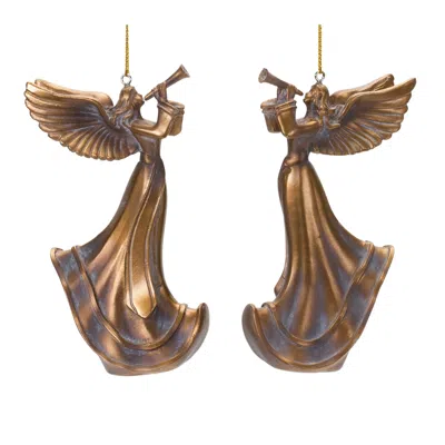 Melrose International Bronze Trumpet Angel Ornament (set Of 6) - Bronze