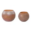 Melrose International Brushed Glass Votive Candle Holder (set Of 2) - Pink, Brown