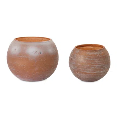 Melrose International Brushed Glass Votive Candle Holder (set Of 2) - Pink, Brown