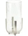 Melrose International Bubbled Glass Vase Candle Hurricane With Metal Stand In Transparent