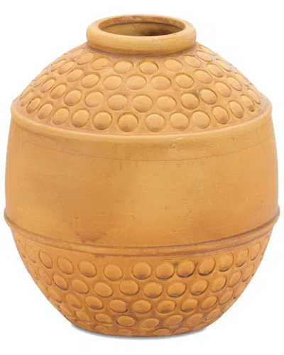 Melrose International Bubbled Terracotta Vase In Brown