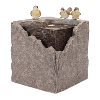 Melrose International Bubbling Stone Fountain With Bird Accents 19"h - Gray