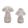 Melrose International Bumble Bee And Butterfly Print Mushroom (set Of 2) - Grey, Beige