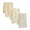 Melrose International Bumble Bee Geometric Tea Towel (set Of 3) - Yellow, White