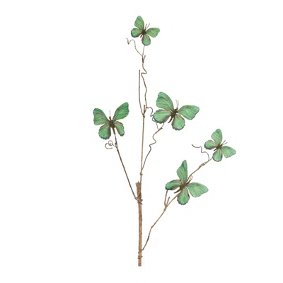 Melrose International Butterfly Twig Spray (set Of 4) - Green