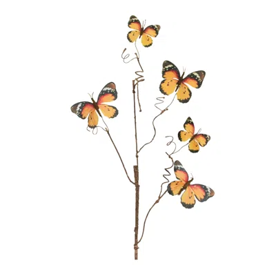 Melrose International Butterfly Twig Spray (set Of 4) - Orange, Black