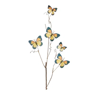 Melrose International Butterfly Twig Spray (set Of 4) - Yellow, Blue