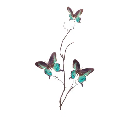 Melrose International Butterfly Twig Spray (set Of 6) - Blue, Black