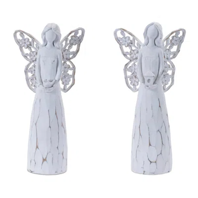 Melrose International Butterfly Wing Angel Figurine (set Of 4) - White, Beige