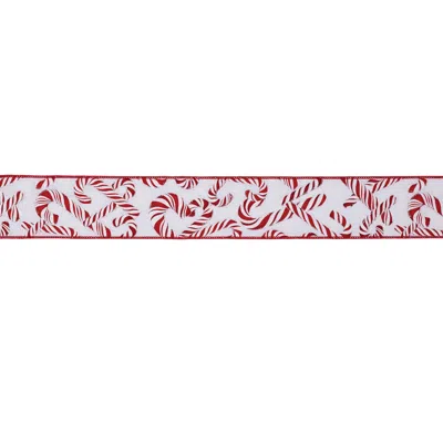 Melrose International Candy Cane Print Wired Ribbon (set Of 2) - Red, White